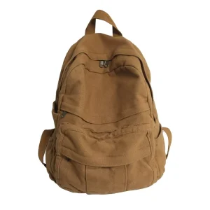 Custom Logo Canvas Book Bags Trendy Retro College School Backpack for Girls and Women