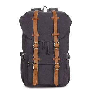 Custom Logo Canvas College School Backpack, Large Capacity, Hasp Drawstring, Daily Sports Student Bag