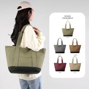 Custom Logo Classical Heavy Duty Carry on Satchel Casual Daily Handbag Washed Canvas Tote Canvas Shoulder Bag for Woman