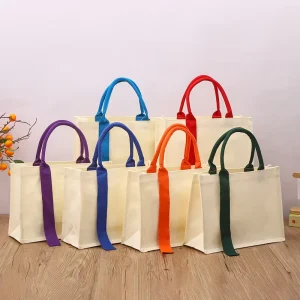 Custom Logo Colorful Canvas Tote Bags Multi-Functional Large Capacity Handbag Canvas Tote Shopping Bag