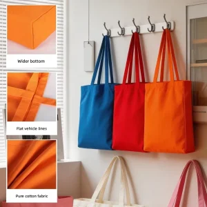 Custom Logo Colorful Cotton Canvas Tote Bag Casual Ins Style DIY Gift & Shopping Cotton Bag