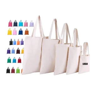 Custom Logo Cotton Canvas Shopping Tote Bag Print Plain Reusable Grocery Shopping Cotton Bags
