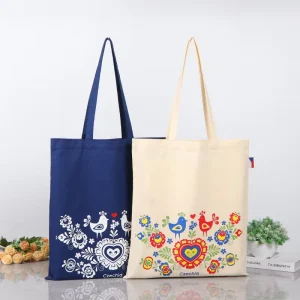 Custom Logo Cotton Canvas Tote Bag With Pocket Personalized Shopping Bag For Promotions