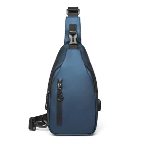 Custom Logo Crossbody Shoulder Bag Single Strap Fanny Pack Sling Chest Bag Waist Bag with USB for men
