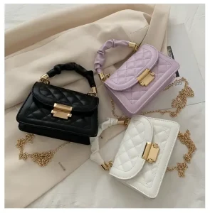 Custom Logo Diamond Lattice Shoulder Small Hand Bag Quilted Women Messenger Bag Square Chain Handbag Pu Lady Shoulder Bag