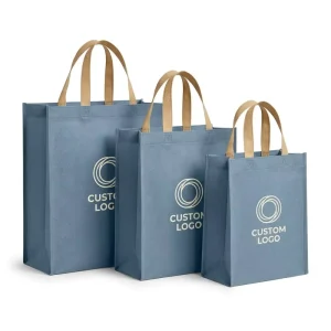 Custom Logo Dusty Haze Blue Non Woven Bag Heavy Duty Reusable Shopping Tote 3D Ultrasonic Gift Bag Boutique Florist