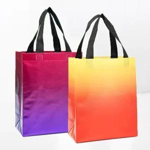 Custom Logo Eco Folding Iridescent Laminated Non Woven Gift Shopping Tote Laser Shopper Tote Holographic Bags