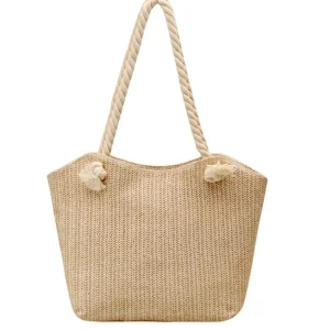 Custom Logo Fashion Ladies Women Straw Bags Tote Summer Beach Handbags