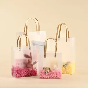 Custom Logo Frosted Zipper PVC Bag Plastic Shopping Bag With Handle For Gifts