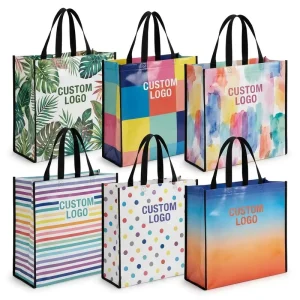 Custom Logo Full Color Printed Laminated Non Woven Bag Waterproof Heavy Duty Reusable Eco Friendly Shopping Tote Supermarket
