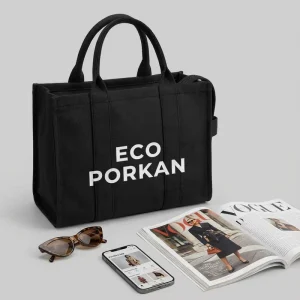 Custom Logo GOTS Certified 16oz Canvas Tote Bag With Zipper Multi Pocket for Women