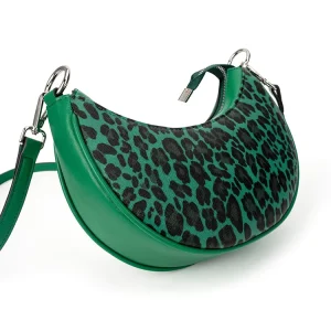 Custom Logo Half Moon Women Pu Leather Handbags Leopard Print Ladies Shoulder Bags Women New Fashion Crossbody Bags