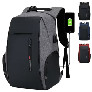 Custom Logo High Quality Fashion Simple Waterproof Compartment USB Charging Business Travel Laptop Backpack for Men