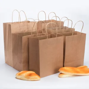 Custom Logo Kraft Paper Bag Eco friendly Durable Folding Packaging for Bread Food Recyclable Biodegradable for Promotions