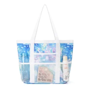 Custom Logo Large Capacity Beach Accessories Travel Swimming Bolso De Playa Tote Mesh Beach Bag