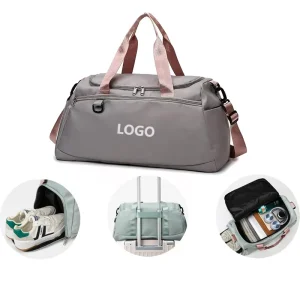 Custom Logo Large Capacity Independent Shoes Compartment Sports Gym Bag Short Business Travel Luggage Bag for Female