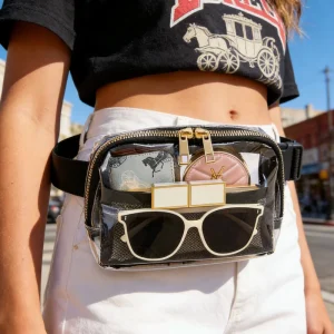 Custom Logo Large Capacity Waterproof Sport Running Transparente Clear Pvc Belt Phone Pocket Fanny Pack Crossbody Waist Bag