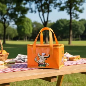 Custom Logo Large Picnic Thermal Insulated Cooler Bag Portable Food Storage Tote Bag Cooler Carry Bag Non woven Packing Bag