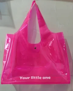 Custom Logo Neon Fuchsia PVC Transparent Bag Travel Beach Shopping Bag Fashion Clear Candy Colors Bag