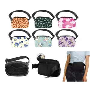 Custom Logo Neoprene Mini Belt Bag with Zipper Closure and Candy Pattern Waterproof Unisex for Running Traveling Hiking