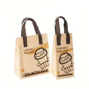 Custom Logo Non Woven Thermal Bag with Aluminum Foil Lining for Coffee Delivery Insulated Takeaway Bag for Hot Drink
