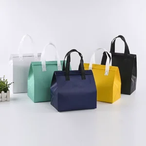 Custom Logo Non woven Fabric Insulated Food Grade Coffee Milk Tea Packaging Aluminum Foil Thermal Delivery Bag Takeaway Tote Bag