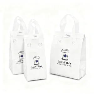 Custom Logo Nonwoven Aluminum Foil Insulated Bag for Coffee Delivery Thermal Takeaway Food Bag for Cafe