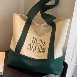 Custom Logo Printed Canvas Tote Bag Colorful Handle Cotton Shoulder Bag with Zipper Pocket for Women Daily Shopping