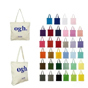 Custom Logo Printed Eco Recyclable Reusable Plain Blank Calico Organic Cotton Canvas Shopping Tote Bag With Rope Handles