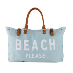 Custom Logo Printed Letter Beach Tote Bag Waterproof Sand Proof Summer Canvas Tote Beach Bag