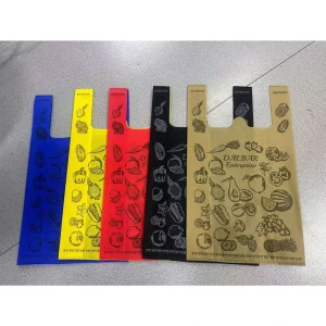 Custom Logo Printed Non Woven Vest Bag Eco Friendly Reusable Grocery Tote Bag Supermarket Shopping Non woven T shirt Bag