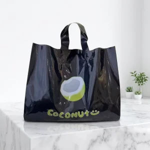 Custom Logo Printed Pink Foldable Side Gusset Plastic Shopping Bags With Handle For Boutique Retail Carry Packaging