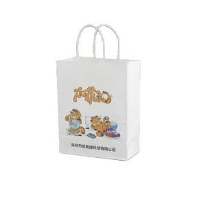 Custom Logo Printed Recyclable Brown White Kraft Paper Shopping Food Packaging Bags with Handles