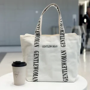 Custom Logo Printed Recyclable Wide Handle Large Plain Cotton Canvas Shopping Tote Bag for Women