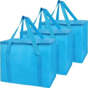 Custom Logo Printed Reusable Shopping Bag Colorful Eco Non Woven Insulated Thermal Tote Bag with Zipper for food