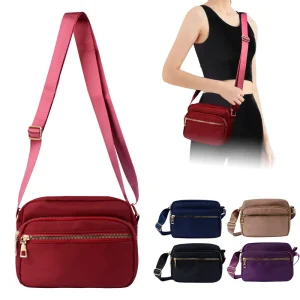 Custom Logo Printed Zipper Shoulder Bag Women’s Classic Small Nylon Crossbody Bag Mobile Wallet Lightweight Messenger Bag