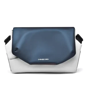 Custom Logo Pu Fashion Color Block Men’s Minimalist Waterproof Casual Crossbody Shoulder Messenger Bag Anti Theft White Blue