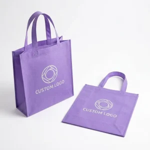 Custom Logo Purple Non Woven Heavy Duty Eco Friendly Reusable Shopping Tote Gift Bag for Supermarket Retail Boutique