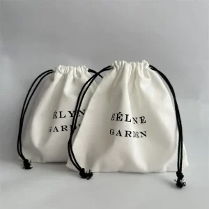 Custom Logo Recyclable Cotton Drawstring Pouch Canvas Gift Jewelry Pouch Dust Bag Packaging for Handbags Clothes Shoes