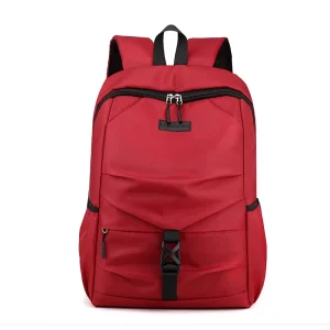 Custom Logo Red Unisex Waterproof Polyester Lining School Travel Softback Backpack Zipper Closure 15