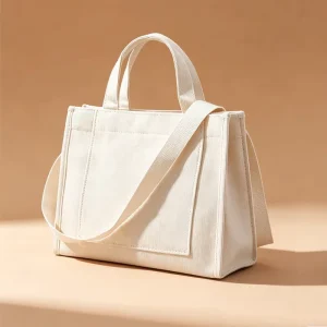 Custom Logo Reusable Women Work School Travel Simple Square Purse Handbag Corduroy Shoulder Bag