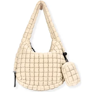 Custom Logo Square Quilted Nylon Puffer Bag With Detachable Coin Purse Large Capacity Shoulder Crossbody Bag Travel