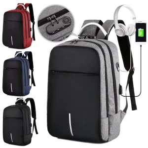 Custom Logo Student Laptop Backpack Business Travel Waterproof Oxford School Bag USB Fashionable Letter Polyester
