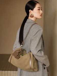 Custom Logo Suede & Leather Hobo Bag OEM ODM Large Capacity Underarm Shoulder Bag for Women