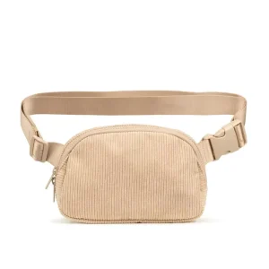 Custom Logo Waterproof Eco Friendly Barrel shaped Zipper Travel Fanny Pack Running Sports Unisex Corduroy Belt Bag Waist Pouch
