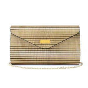 Custom Logo Wooden Chain Clutch Bag for Women Fashionable Evening Handbag with Magnetic Closure Online Retail