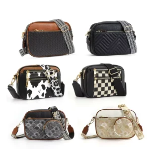 Custom Luxury Messenger Purses Square Bag for Women Cow Checkered Print PU Leather Handbag Shoulder Crossbody Bag