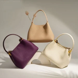 Custom Luxury Tote Bags Genuine Leather Women’s Shoulder Bag Simple Style Mini Bucket Handbags