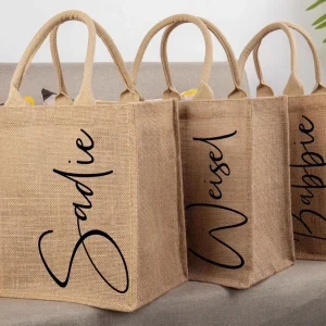 Custom Manufacturers Natural Grocery Shopping Hessian Bags Beach Handbags Jute Gunny Tote Bag Blank Burlap Tote Bag