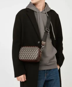 Custom Men Crossbody Bag Mini Zipper Leather Messenger Bag for Boy Chest Side Bag with Custom Printing